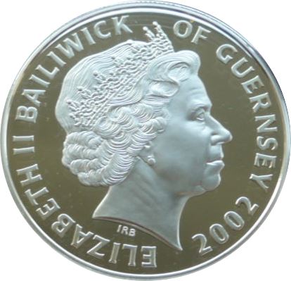 Guernsey 5 Pounds - Elizabeth II Duke of Wellington - Silver obverse