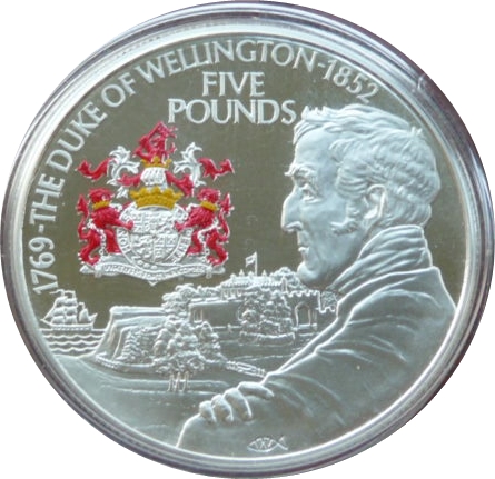 Alderney 5 Pounds - Elizabeth II Duke of Wellington; Silver Proof