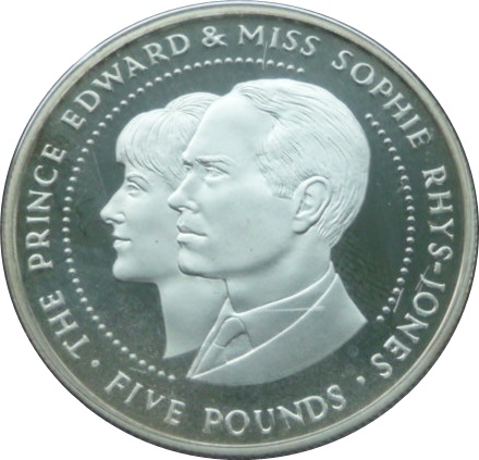 Guernsey 5 Pounds - Elizabeth II Prince Edward and Sophie - Silver
