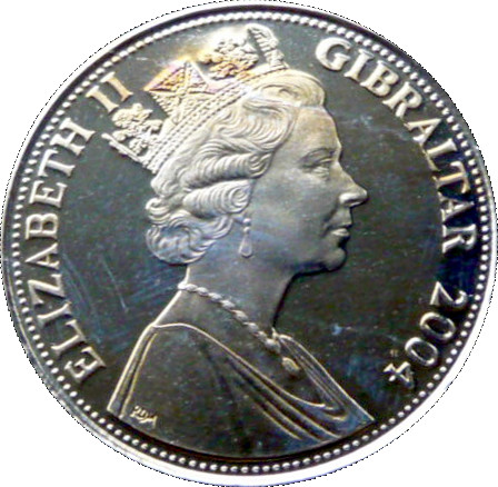 Gibraltar 1 Crown - Elizabeth II D-Day Landings-Coloured Poppy obverse