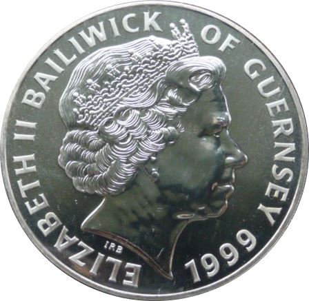 Guernsey 5 Pounds - Elizabeth II The Queen Mother obverse