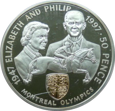 Ascension Island 50 Pence - Elizabeth II Montreal Olympics; Silver Proof Issue reverse