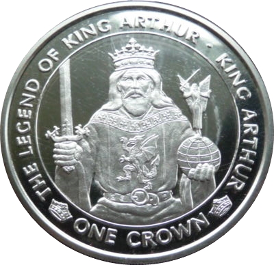 Isle of Man 1 Crown - Elizabeth II Legend of King Arthur; Silver Proof reverse