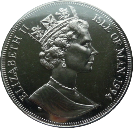 Isle of Man 1 Crown - Elizabeth II D-Day - Soldier behind rock obverse