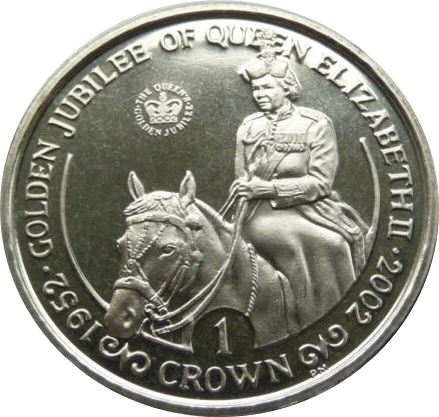 Isle of Man 1 Crown - Elizabeth II Golden Jubilee-Queen on horseback reverse