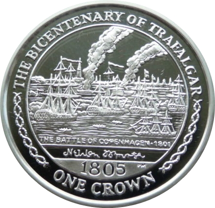 Isle of Man 1 Crown - Elizabeth II The Battle of Copenhagen; Silver Proof reverse