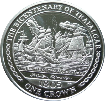 Isle of Man 1 Crown - Elizabeth II The Battle of Trafalgar reverse