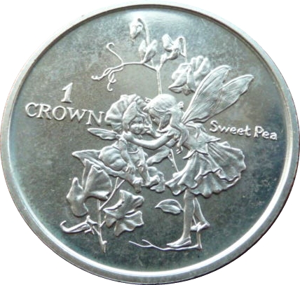 Isle of Man 1 Crown - Elizabeth II Sweet pea reverse