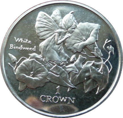 Isle of Man 1 Crown - Elizabeth II White bindweed reverse