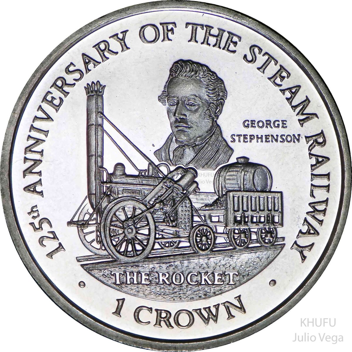 Isle of Man 1 Crown - Elizabeth II The Rocket reverse