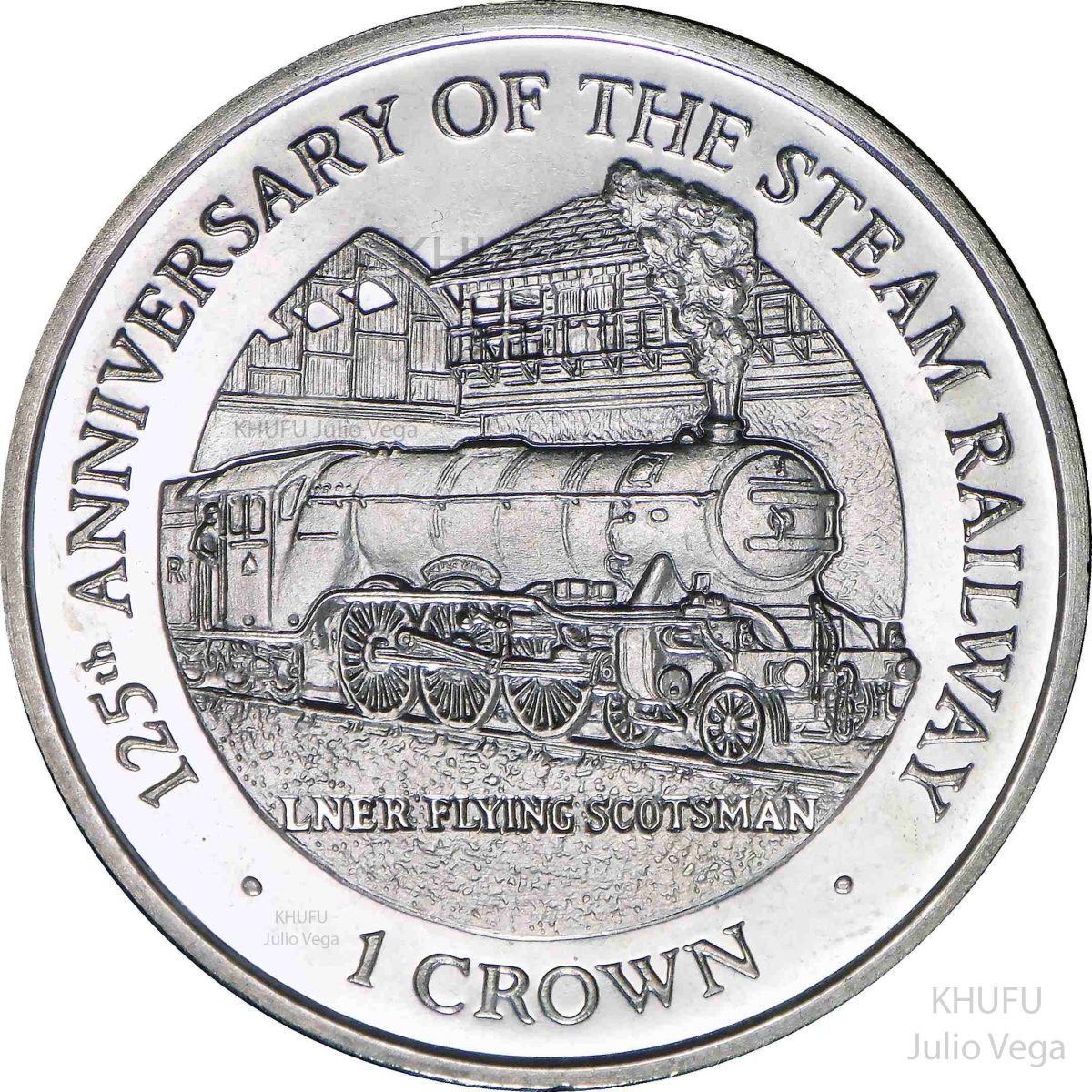 Isle of Man 1 Crown - Elizabeth II LNER Flying Scotsman reverse