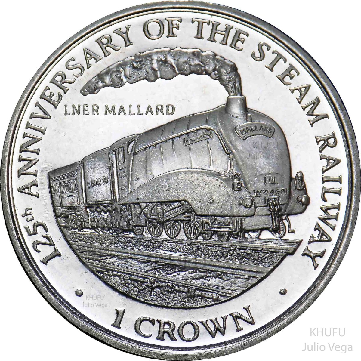 Isle of Man 1 Crown - Elizabeth II LNER Mallard reverse