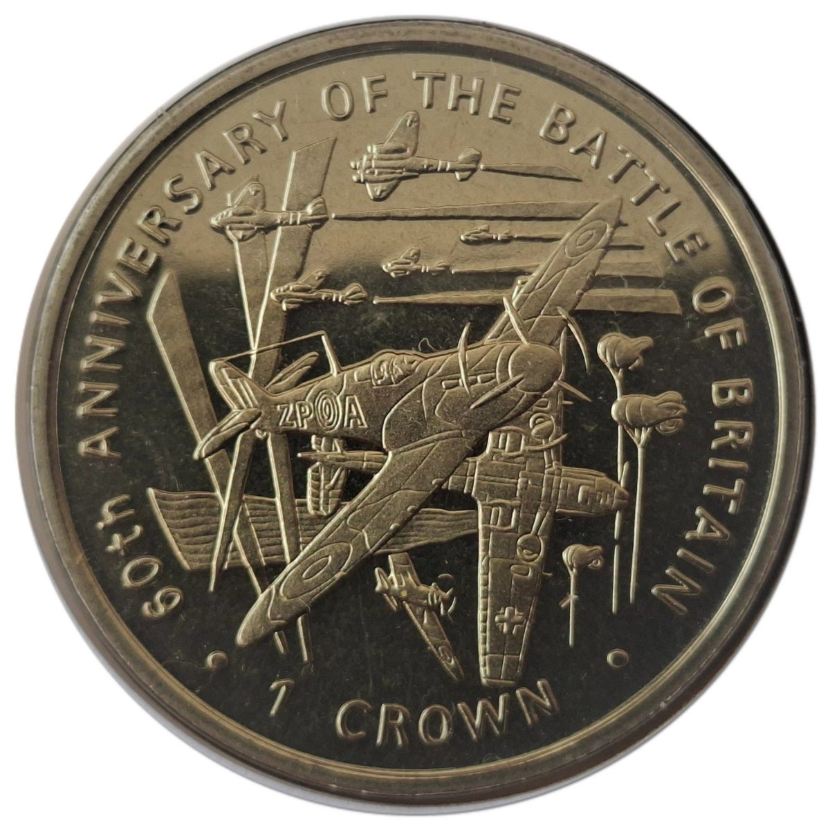 Isle of Man 1 Crown - Elizabeth II 60th Anniversary of the Battle of Britain
