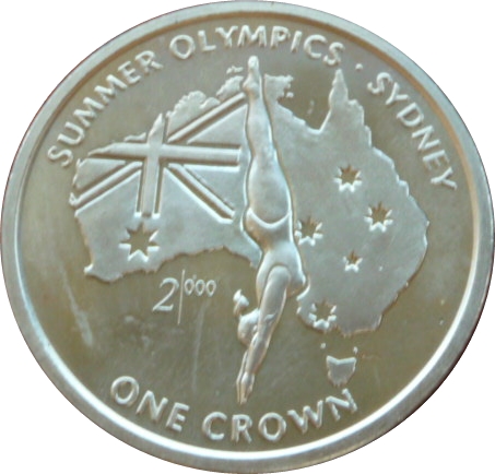 Isle of Man 1 Crown - Elizabeth II Olympics - Diver reverse