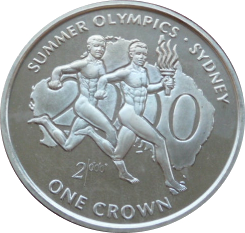 Isle of Man 1 Crown - Elizabeth II Olympic - Runners reverse