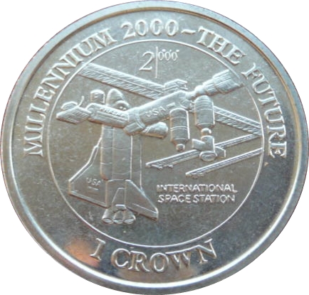 Isle of Man 1 Crown - Elizabeth II International Space Station reverse