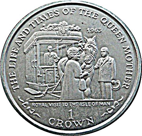 Isle of Man 1 Crown - Elizabeth II Queen Mother - Royal Visit 1963 reverse