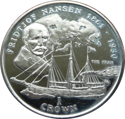 Isle of Man 1 Crown - Elizabeth II Fridtjof Nansen reverse