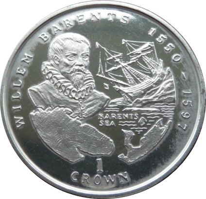 Isle of Man 1 Crown - Elizabeth II Willem Barents reverse