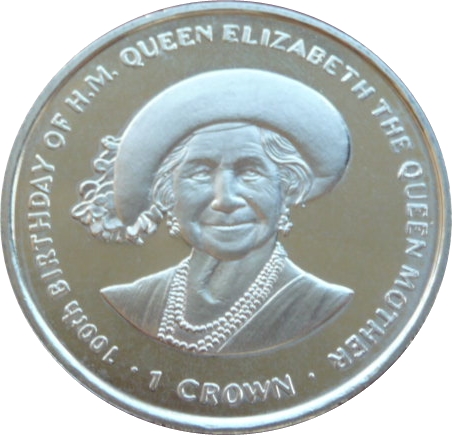 Isle of Man 1 Crown - Elizabeth II The Queen Mother's 100th Birthday reverse