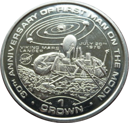 Isle of Man 1 Crown - Elizabeth II Viking Mars Lander-1978 reverse