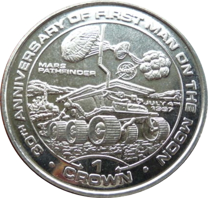 Isle of Man 1 Crown - Elizabeth II Mars Pathfinder-1997 reverse