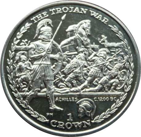 Isle of Man 1 Crown - Elizabeth II The Trojan War reverse