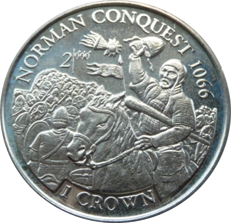 Isle of Man 1 Crown - Elizabeth II Norman Conquest 1066 reverse
