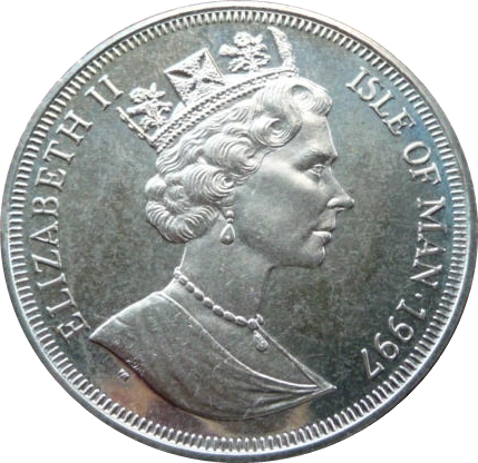 Isle of Man 1 Crown - Elizabeth II Flight of Mohammed 622 obverse