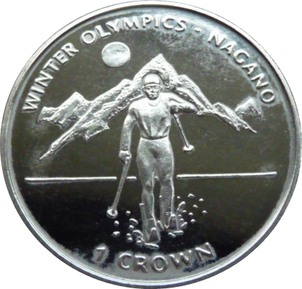 Isle of Man 1 Crown - Elizabeth II Cross Country Skier
