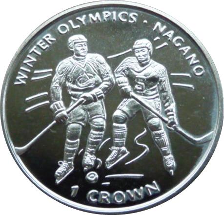 Isle of Man 1 Crown - Elizabeth II Ice Hockey reverse