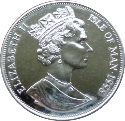 Isle of Man 1 Crown - Elizabeth II Speed Skaters obverse