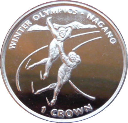Isle of Man 1 Crown - Elizabeth II Speed Skaters reverse