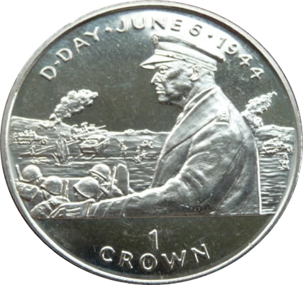 Isle of Man 1 Crown - Elizabeth II D-Day-General Eisenhower
