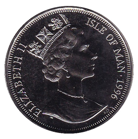 Isle of Man 1 Crown - Elizabeth II European Football Championship Germany Russia obverse