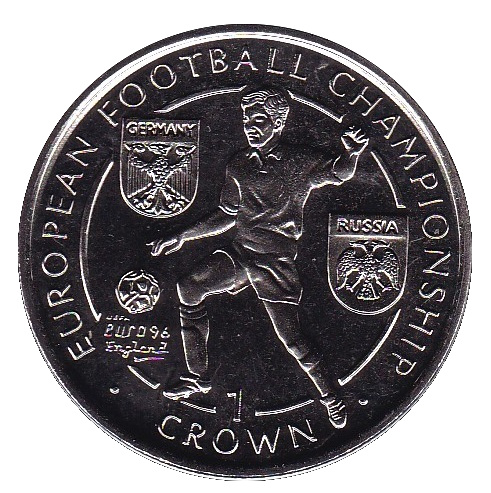 Isle of Man 1 Crown - Elizabeth II European Football Championship Germany Russia reverse