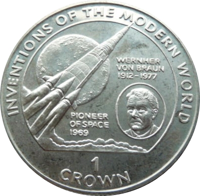 Isle of Man 1 Crown - Elizabeth II Werner von Braun reverse