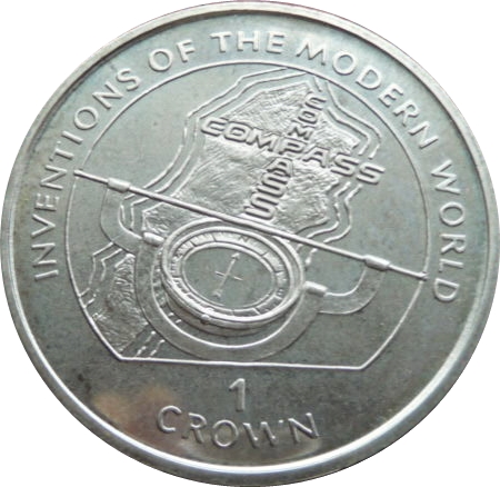 Isle of Man 1 Crown - Elizabeth II Compass