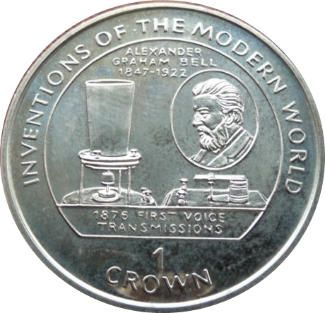 Isle of Man 1 Crown - Elizabeth II Alexander Graham Bell