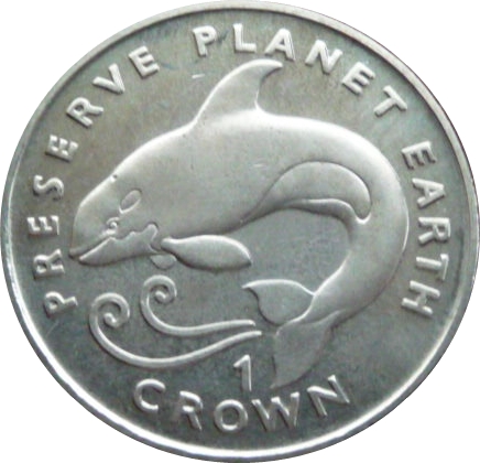 Isle of Man 1 Crown - Elizabeth II Killer Whale reverse