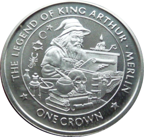Isle of Man 1 Crown - Elizabeth II Merlin reverse