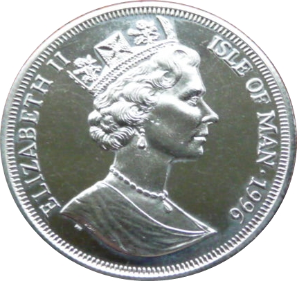 Isle of Man 1 Crown - Elizabeth II Robert Burns - Writing obverse