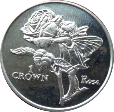 Isle of Man 1 Crown - Elizabeth II Rose reverse