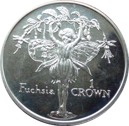 Isle of Man 1 Crown - Elizabeth II Fuchsia reverse