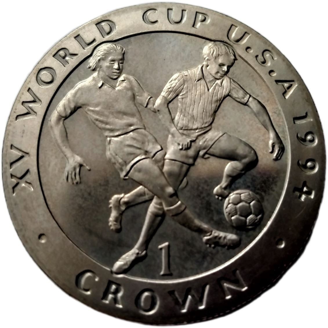 Isle of Man 1 Crown - Elizabeth II Player being tackled reverse