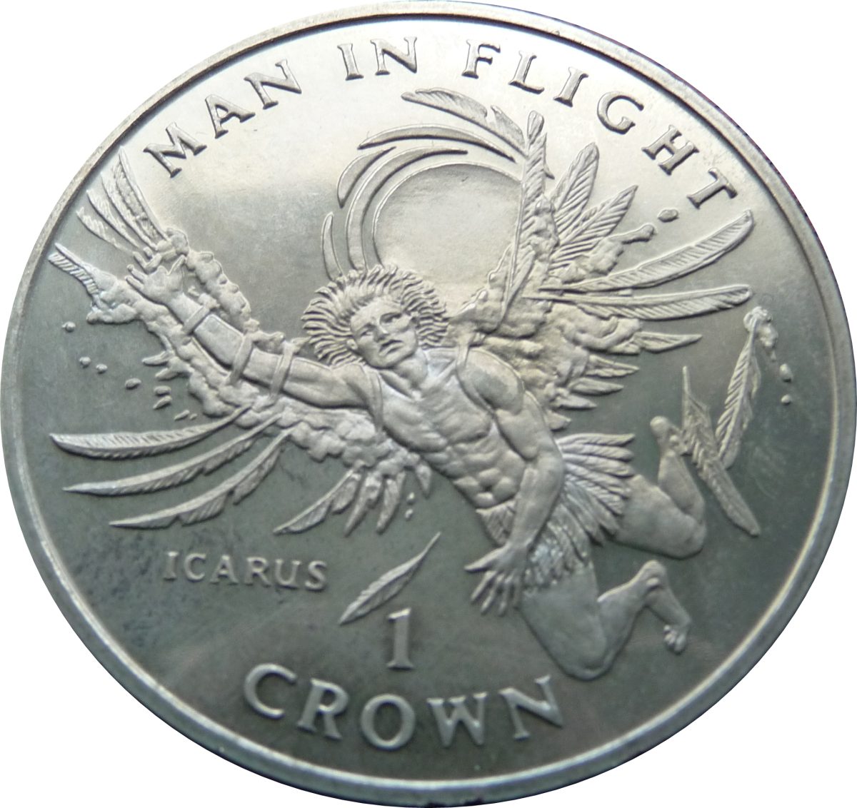 Isle of Man 1 Crown - Elizabeth II Icarus reverse
