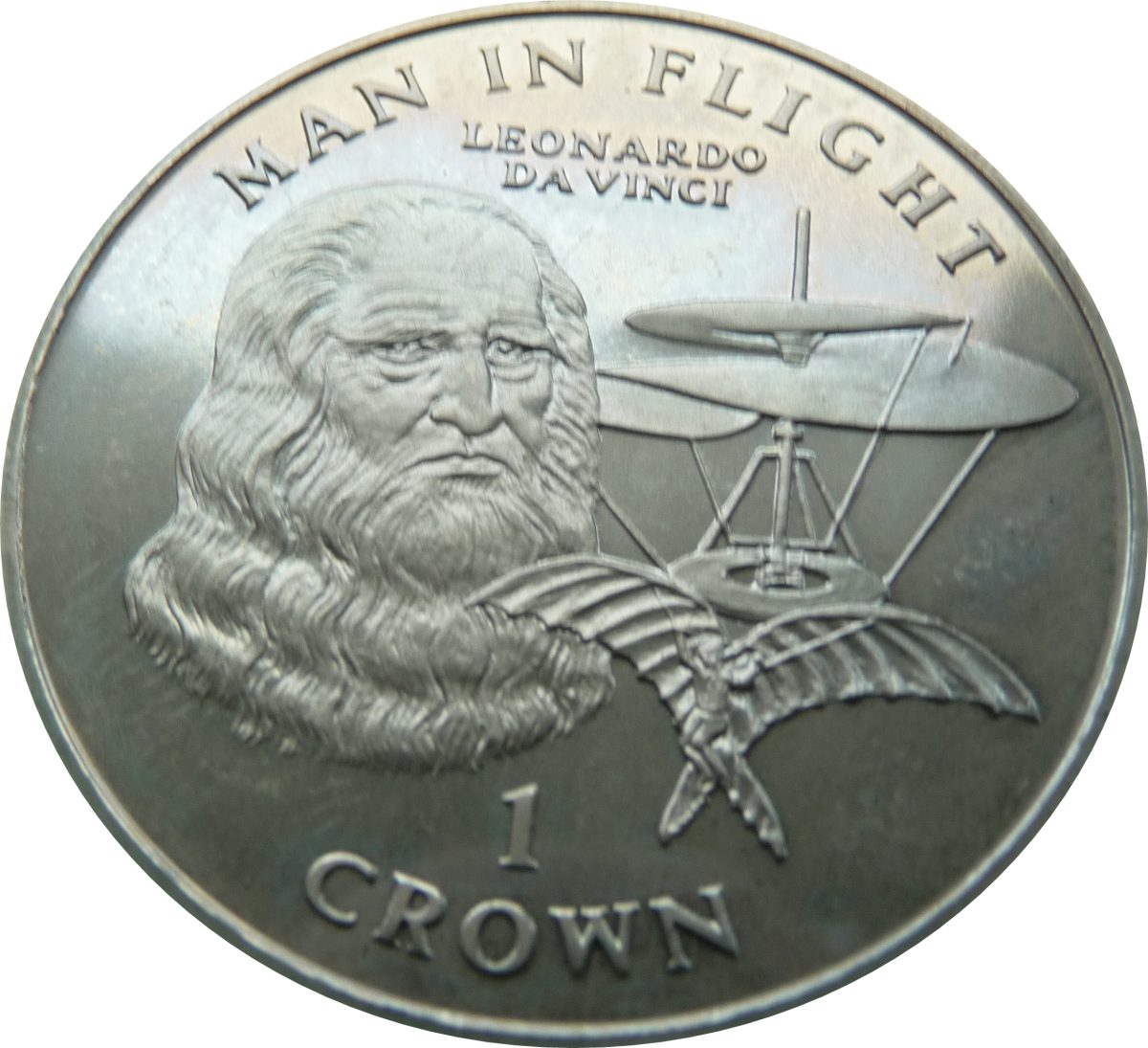 Isle of Man 1 Crown - Elizabeth II Leonardo Da Vinci reverse