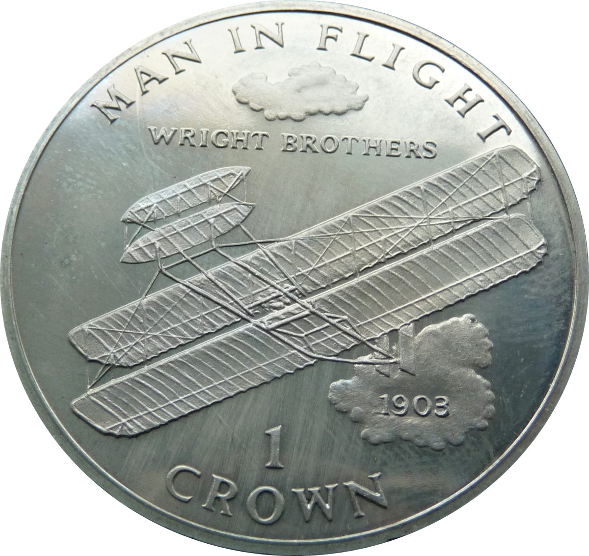 Isle of Man 1 Crown - Elizabeth II Wright Brothers reverse