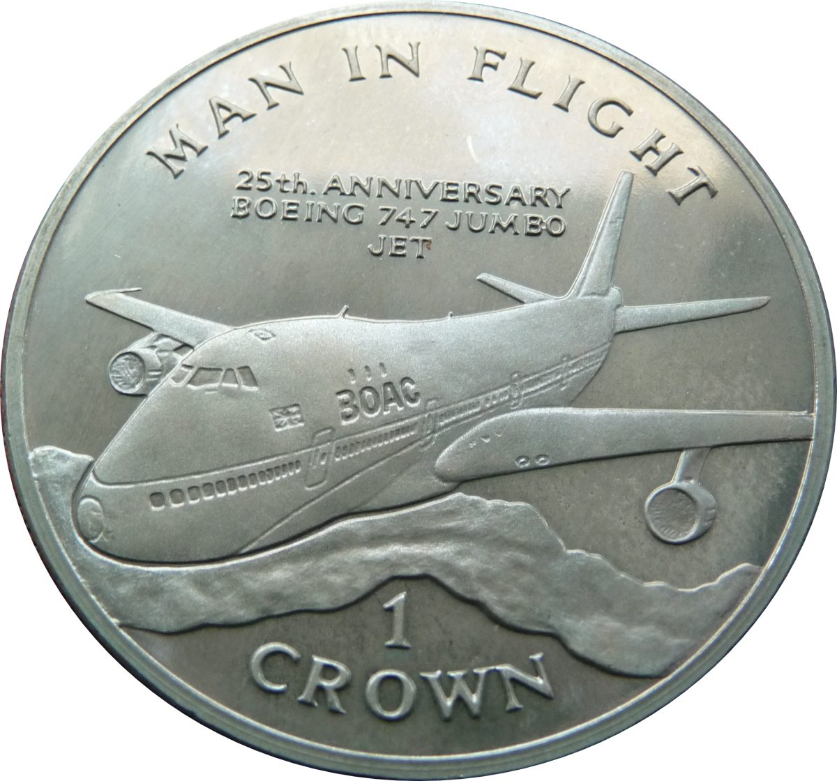 Isle of Man 1 Crown - Elizabeth Boeing 747