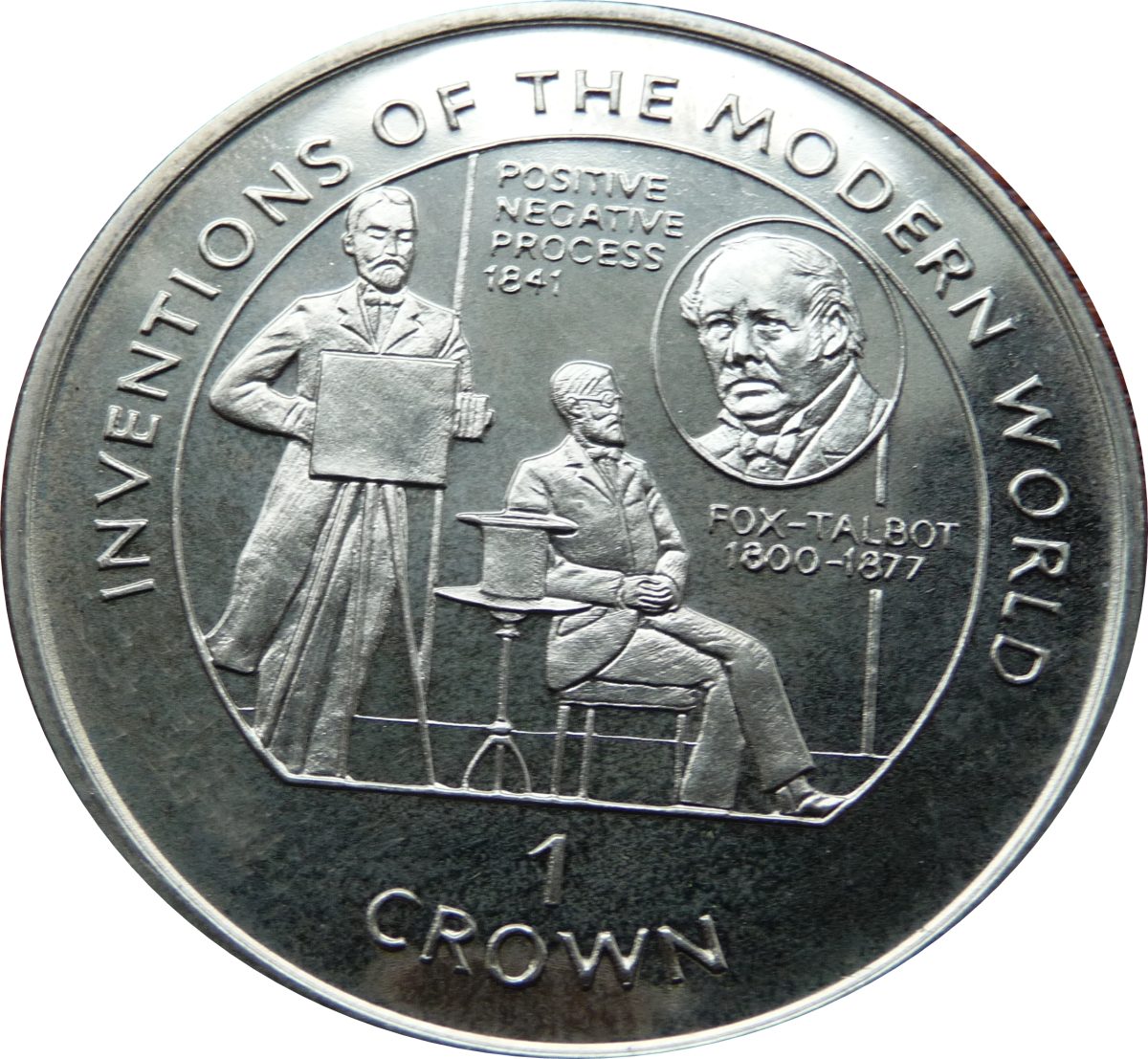 Isle of Man 1 Crown - Elizabeth II Fox-Talbot - Positive negative process reverse